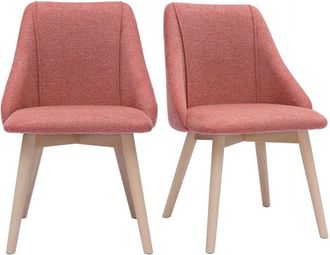 Miliboo Set De 2 Sillas N&oacute;rdicas De Tejido Efecto Aterciopelado Texturizado Terracota Y Madera Clara Higgins