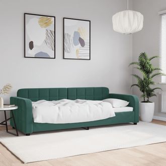 vidaXL Sof&aacute; Cama Sin Colch&oacute;n Terciopelo Verde Oscuro 80x200 Cm Vidaxl