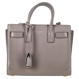 Saint Laurent Pre-owned Womens Nano Sac de Jour Tote in Grey Leather - Black Sheepskin - One Size