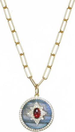 Rachel Reinhardt Jewelry Womens Labradorite And Garnet Pendant Necklace In Gold