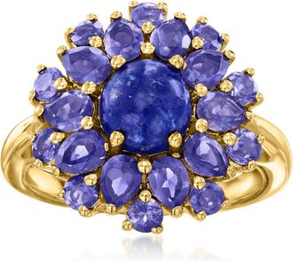 Ross-Simons Lapis and Iolite Cluster Ring in 18kt Gold Over Sterling