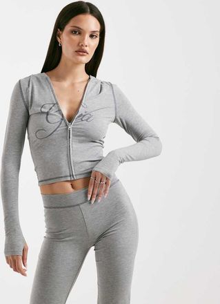 I.AM.GIA Blare - Felpa con cappuccio grigia con zip, cuciture e logo a contrasto in coordinato-Grigio