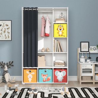 Vicco Armario De Ropa Para Ni&ntilde;os Luigi, Blanco, 105.8 X 178.1 Cm Con Cajas Plegables (color) Vicco