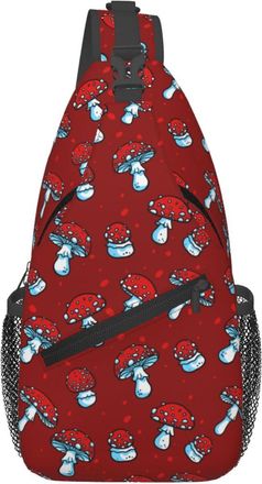 Generic Red Mushrooms Shoulder Bag Trendy Cross Body Bag Anti Theft Chest Backpack For Casual Women Cycling