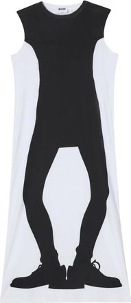 Moschino Abito Trompe LOeil - Dames - Casual kleedjes - Wit - S - Katoen - Kleedjes