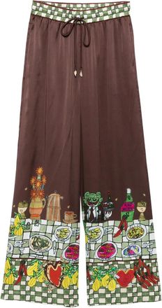 Alemais drawstring-waist printed trousers - Brown