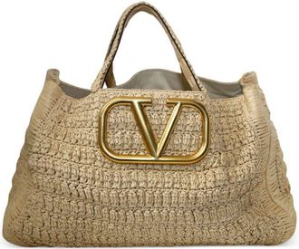 Valentino Garavani crochet tote bag - women - Raffia - One Size - Neutrals