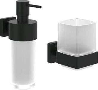 Villeroy & Boch Villeroy&boch - Portavasos + Dispensador De Jab&oacute;n Elements Striking Negro Mate