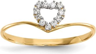 Diamond2Deal 14k Yellow Gold Cubic Zirconia Heart Ring