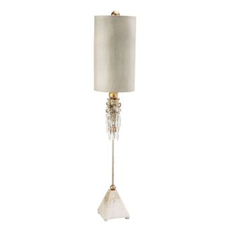 Loops Table Lamp Pyramid Shape Sculpted with Crystal Cluster. Putty Patina LED E27 60W