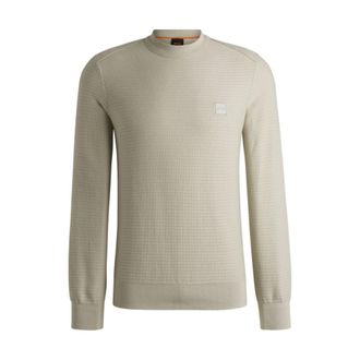 BOSS Cotton piqu&eacute; sweater with logo patch