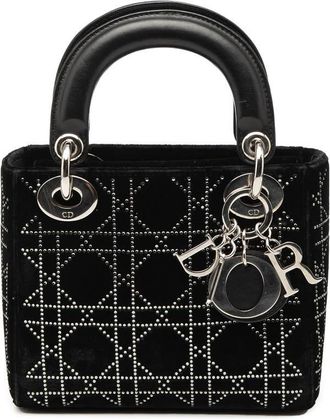 Dior Pre-owned Dior Mini Velvet Cannage Strass Embellished Lady Dior Ladies T7BSWVDSLAYNHK17