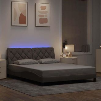 vidaXL Estructura De Cama Con Led Sin Colch&oacute;n Tela Gris Taupe 160x200 Cm Vidaxl