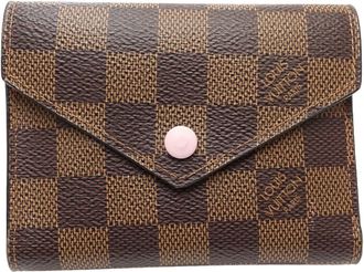 Louis Vuitton Damier Canvas Ebene Rose Ballerine Canvas Wallet (Tri-Fold) (Pre-Owned)