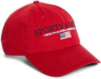 Sporty & Rich Nautical Embroidered Baseball Cap in Ruby at Nordstrom