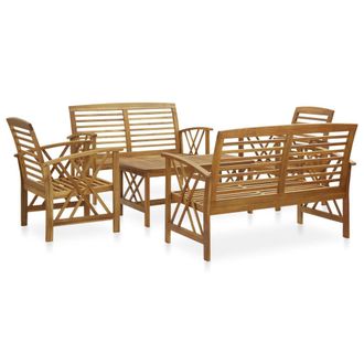 vidaXL Juego De Muebles De Jard&iacute;n 5 Piezas Madera Maciza De Acacia Vidaxl