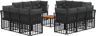 vidaXL Conjunto De Sof&aacute;s De Exterior 13 Uds. Negro Y Gris Oscuro Vidaxl