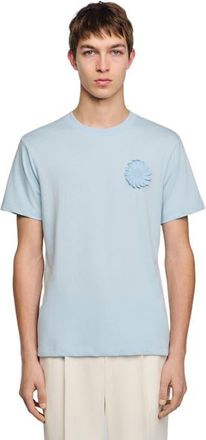Sandro Cotton crochet flower T-shirt in Sky Blue at Nordstrom, Size Xx-Large