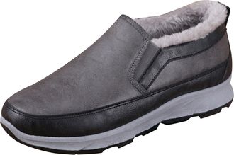 Generic Mens Slip On Winter Trainers, Fleece Lined Thick Insulated Loafers Warm Outdoor Hiking Shoes Lightweight Waterproof Trekking Shoe Soft Bottom Casual A