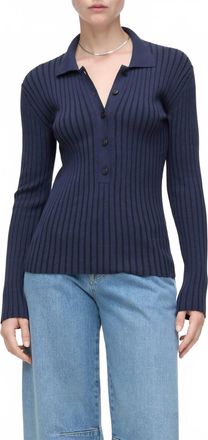 Closed Long Sleeve Polo In Dark Night