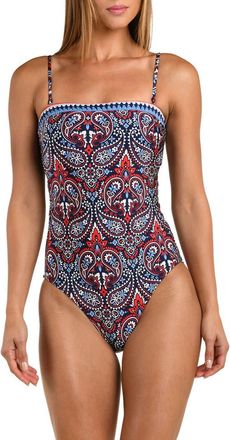 Sunshine 79 Americana Paisley Print One-Piece Swimsuit in Blue Multi at Nordstrom, Size 10