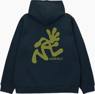 Gramicci Mens Gramicci Running Man Hooded Sweatshirt - Grey/Black - Size: 40