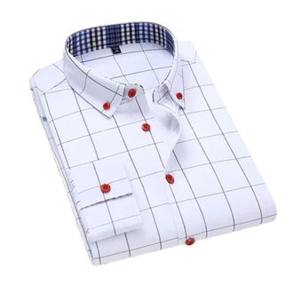 Generic Men Spring Autumn Business Dress Shirt Male Slim Fit Casual Long Sleeve Shirt Tops White