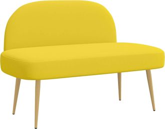 vidaXL Banco Tapizado Con Respaldo Amarillo Claro 110 X 60 X 76 Cm Vidaxl