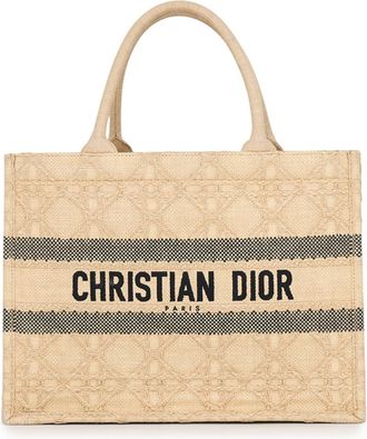 Dior Beige Black Raffia Tote Bag (Pre-Owned)