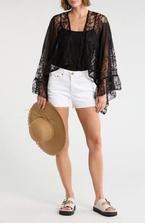 Vince Camuto Cropped Lace Topper & Hat Set in Black at Nordstrom Rack