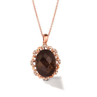 Le Vian Ladies Chocolate Quartz Necklaces set in 14K Strawberry Gold