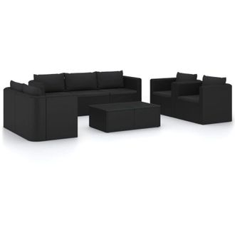 vidaXL 9 Pcs Garden Lounge Set Con Vime Pe Negro
