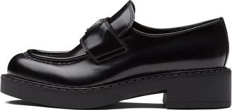 Prada (WMNS) PRADA Chocolate 50mm Brushed Leather Loafer Black 1D246M_ULS_F0002_F_B050