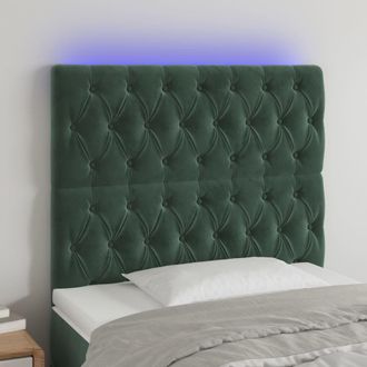 vidaXL Cabecero Con Luces Led Terciopelo Verde Oscuro 100x7x118/128 Cm Vidaxl