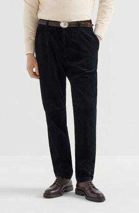 Brunello Cucinelli Garment-dyed trousers in cotton corduroy in Black at Nordstrom, Size 50
