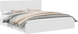 vidaXL Storage Bed with Headboard White 200 x 200 cm Engineered Wood vidaXL