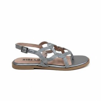 Bibi Lou Womens Bahia Flat Open Toe Sandal In Silver