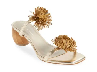 Koko + Palenki Womens Aliza Leather Heel In Gold Metallic
