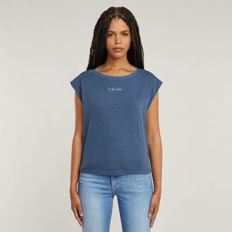 G-Star Mini G-Script Logo Overdyed Top - Midden blauw - Dames