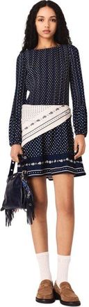 Maje Patterned pleated dress in Navy Dot Bandana Print at Nordstrom, Size 36 Eu