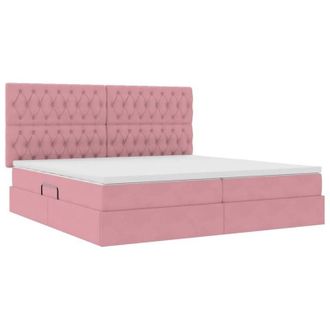 vidaXL with Mattress with Headboard Pink 200 x 200 cm Velvet vidaXL