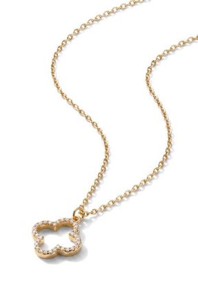 Argento Vivo Cubic Zirconia Open Clover Pendant Necklace in Gold at Nordstrom