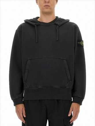 Stone Island Black Hoodie With Adjustable Drawstring
