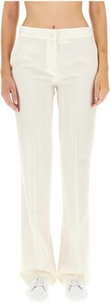 Fabiana Filippi Gestructureerde wollen flared broek - Dames - Straight fit broeken - Wit - M - Wol - Broeken