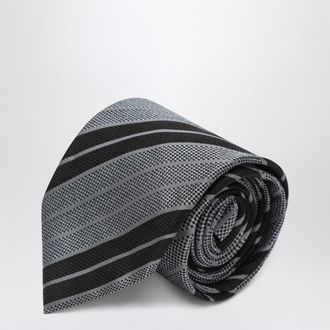 Saint Laurent Silk tie with black/gray stripes