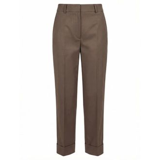 PESERICO Peserico, Straight Trousers, female, Brown, Size: 2XL Cotton and Viscose Trousers