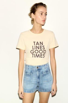 H&M Printed Viscose-blend T-shirt in Butter Yellow/tan Lines at Nordstrom, Size X-Large