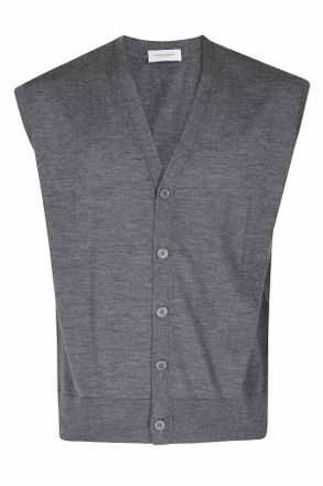 Paolo Pecora Grey Extrafine Merino Wool Knit Vest
