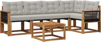 vidaXL Conjunto De Sof&aacute;s De Exterior 6 Uds. Natural Y Gris Claro Vidaxl