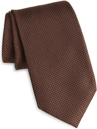 Tom Ford Brown Microhoundstooth Silk Tie in Cinnamon at Nordstrom